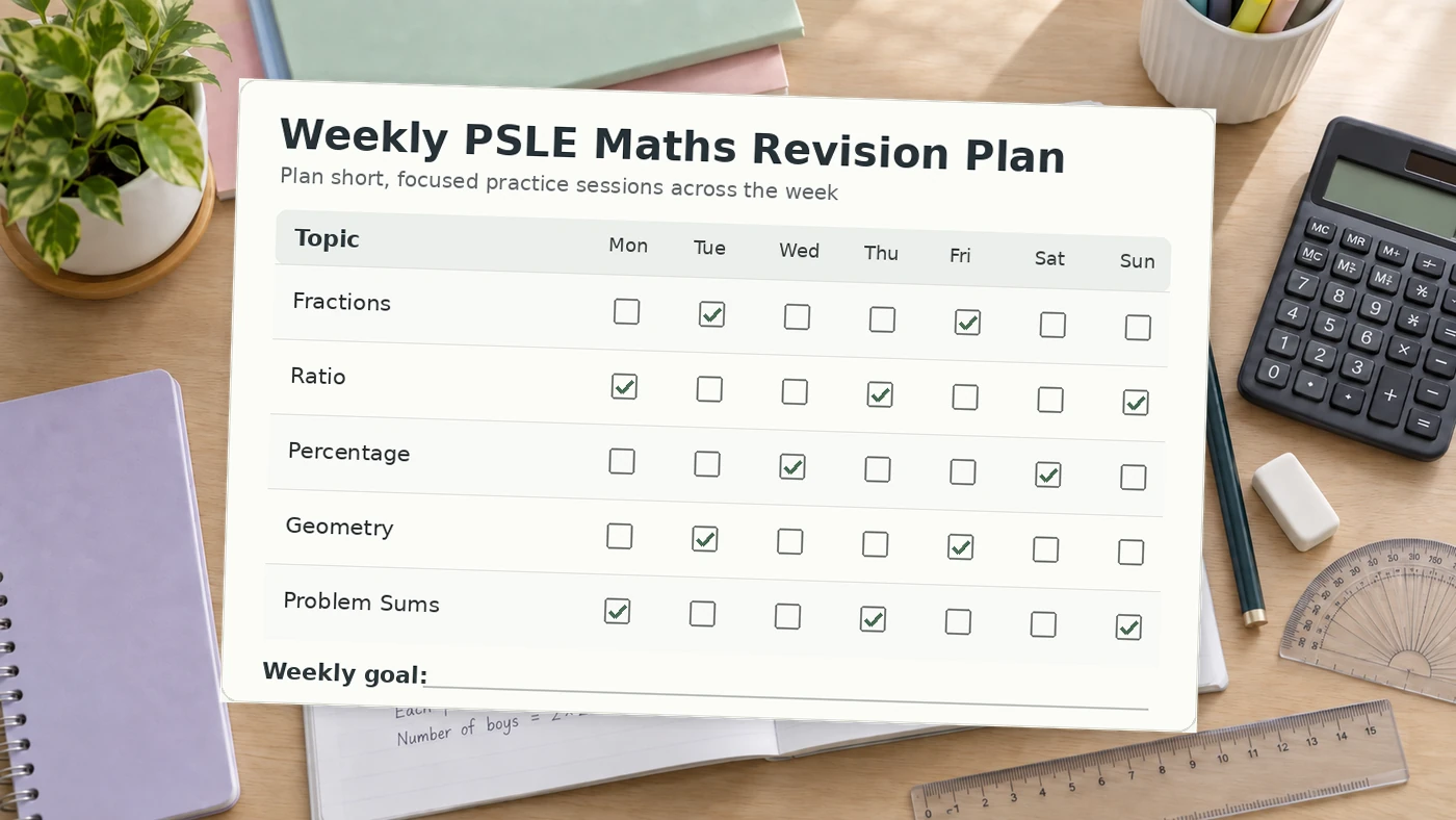 Weekly PSLE Maths practice plan for revision and exam preparation