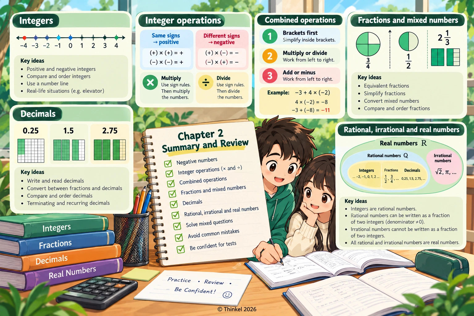 Visual summary and review for integers rational numbers and real numbers in Sec 1 Maths